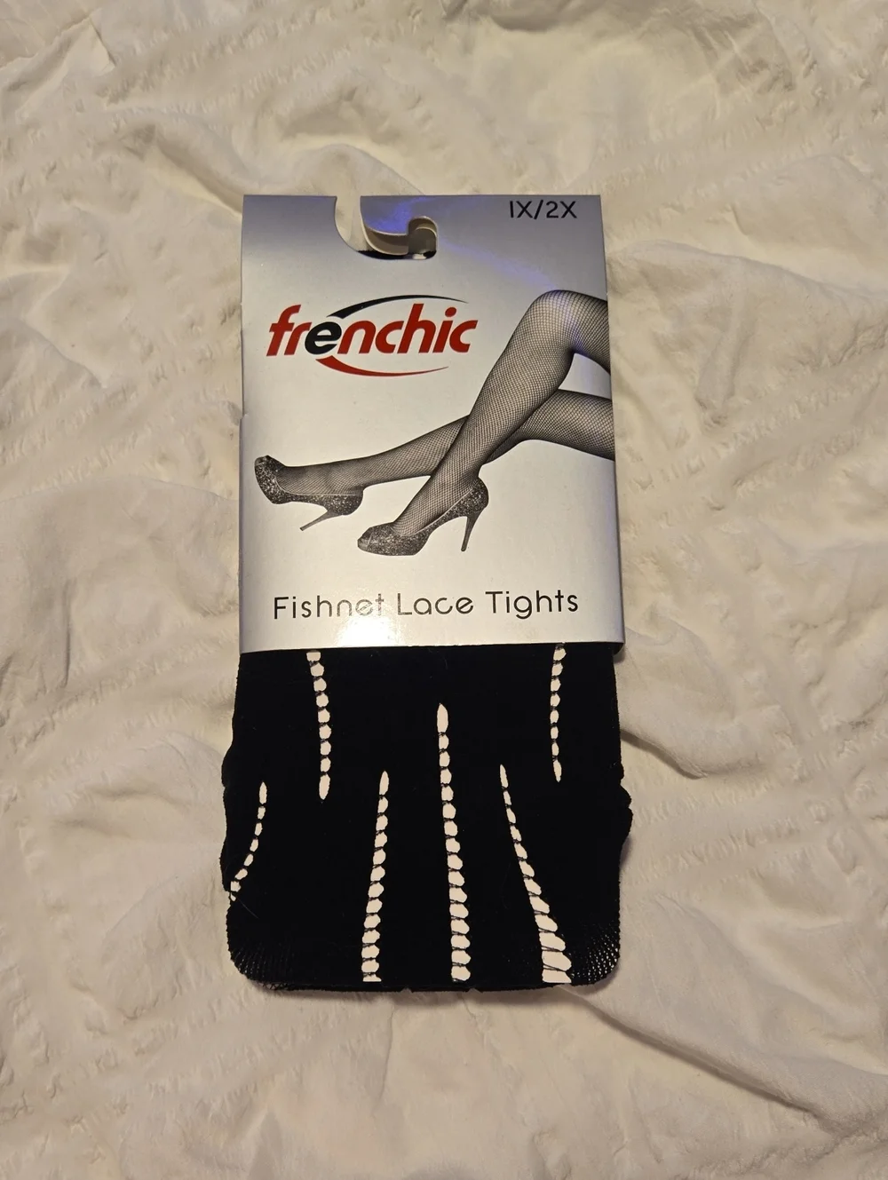 Frenchi Black Fishnet Lace Tights with Vertical Ladder Accent